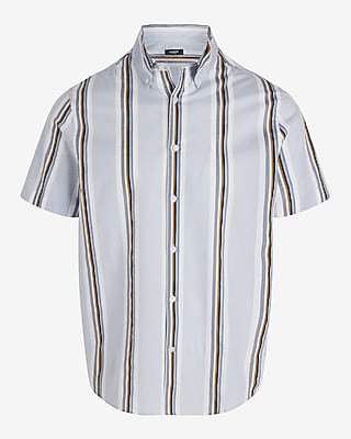 Striped Cotton Stretch Short Sleeve Shirt