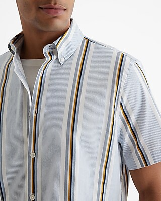 Striped Cotton Stretch Short Sleeve Shirt