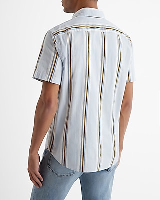 Striped Cotton Stretch Short Sleeve Shirt