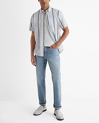 Striped Cotton Stretch Short Sleeve Shirt