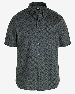 Fan Geo Cotton Stretch Short Sleeve Shirt