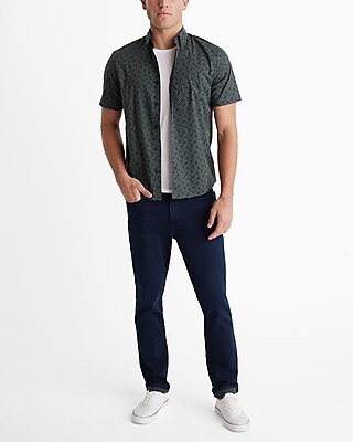 Fan Geo Cotton Stretch Short Sleeve Shirt