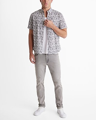Jungle Print Cotton Stretch Short Sleeve Shirt