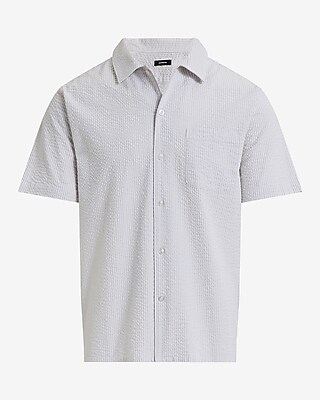 Striped Seersucker Cotton Stretch Short Sleeve Shirt