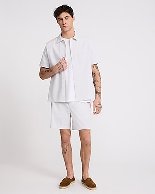 Striped Seersucker Cotton Stretch Short Sleeve Shirt