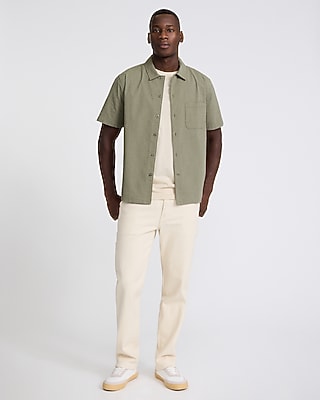 Striped Seersucker Cotton Stretch Short Sleeve Shirt