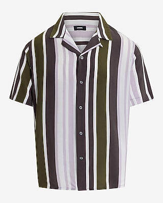 Multi Striped Rayon Short Sleeve Shirt - image 4