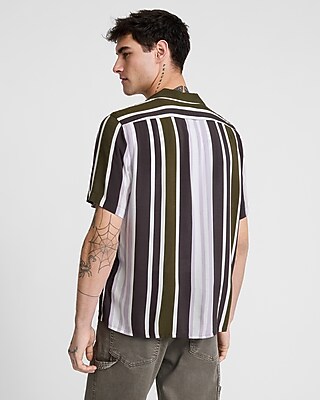Multi Striped Rayon Short Sleeve Shirt - image 3