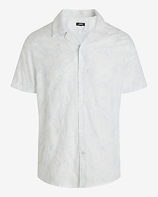 Embroidered Leaf Rayon Short Sleeve Shirt