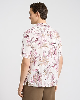 Floral Bird Camp Collar Short Sleeve Shirt