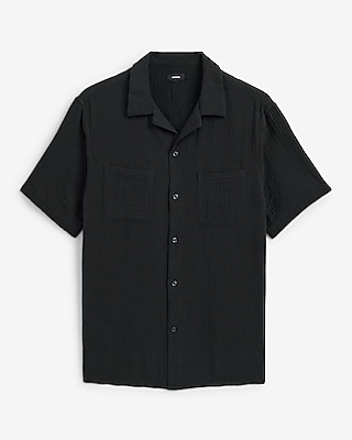 Textured Crinkle Cotton Relaxed Short Sleeve Shirt - image 4