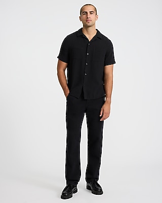 Textured Crinkle Cotton Relaxed Short Sleeve Shirt - image 3