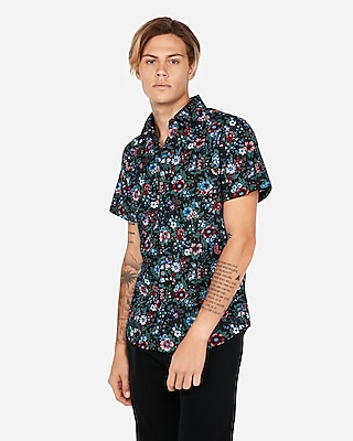 floral short sleeve dress shirt