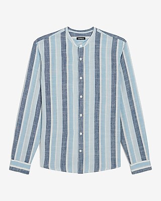 Striped Stretch Linen-Blend Shirt