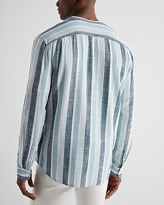Striped Stretch Linen-Blend Shirt