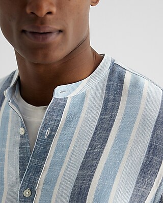 Striped Stretch Linen-Blend Shirt