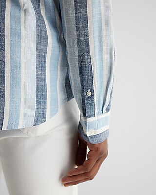 Striped Stretch Linen-Blend Shirt