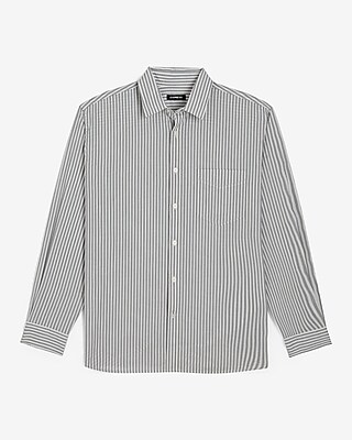 Relaxed Striped Stretch Cotton Shirt | Express