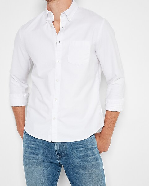 Solid Stretch Oxford Shirt | Express