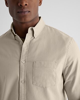 slim solid stretch oxford shirt