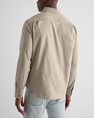 slim solid stretch oxford shirt