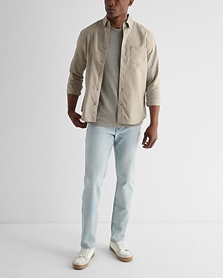 slim solid stretch oxford shirt