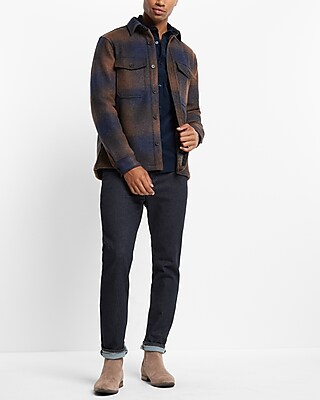 Plaid Knit Shirt Jacket