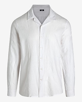 Textured Floral Jacquard Cotton Shirt