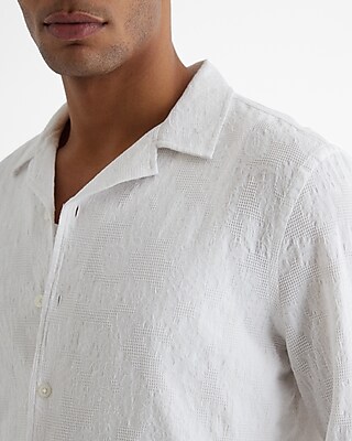 Textured Floral Jacquard Cotton Shirt