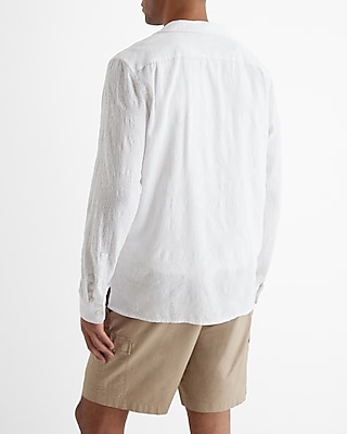 Textured Floral Jacquard Cotton Shirt
