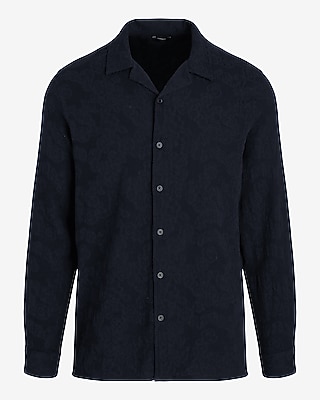 Textured Floral Jacquard Cotton Shirt