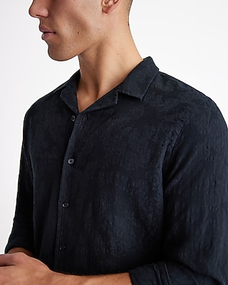 Textured Floral Jacquard Cotton Shirt