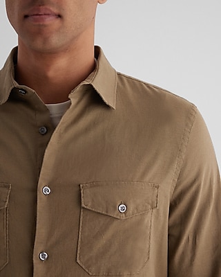 Stretch Linen-Blend Double Pocket Shirt