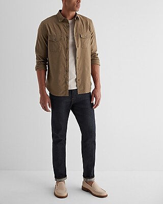 Stretch Linen-Blend Double Pocket Shirt
