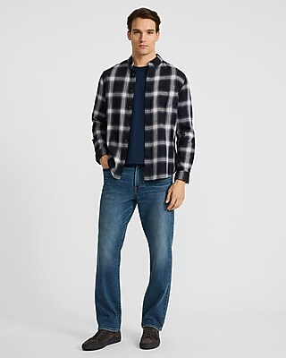 Plaid Patch Pocket Stretch Flannel Shirt