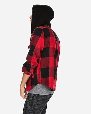 red flannel with hoodie