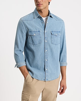 Light Wash Double Pocket Denim Shirt