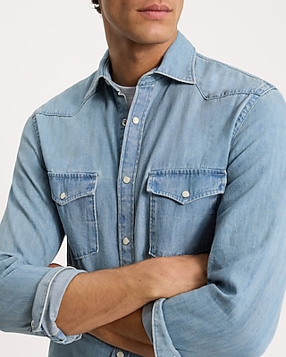 Light Wash Double Pocket Denim Shirt