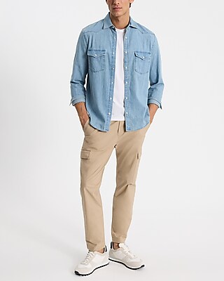 Light Wash Double Pocket Denim Shirt