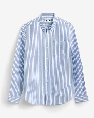 Striped Cotton Long Sleeve Oxford Shirt - thumbnail 5