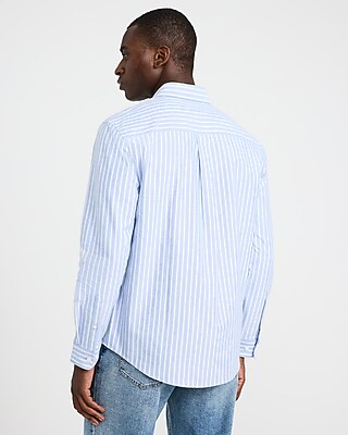 Striped Cotton Long Sleeve Oxford Shirt - thumbnail 3