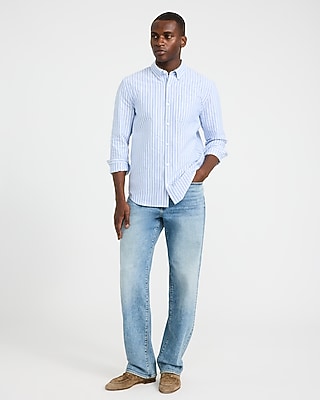 Striped Cotton Long Sleeve Oxford Shirt - thumbnail 4