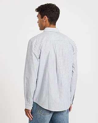 Striped Cotton Long Sleeve Oxford Shirt - thumbnail 7