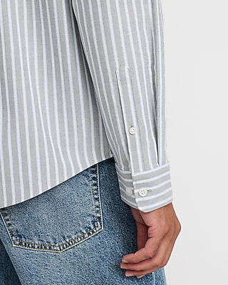 Striped Cotton Long Sleeve Oxford Shirt - thumbnail 8