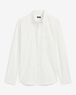 Regular Solid Cotton-Blend Long Sleeve Shirt