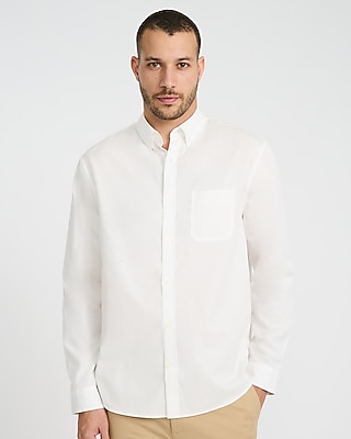 Regular Solid Cotton-Blend Long Sleeve Shirt