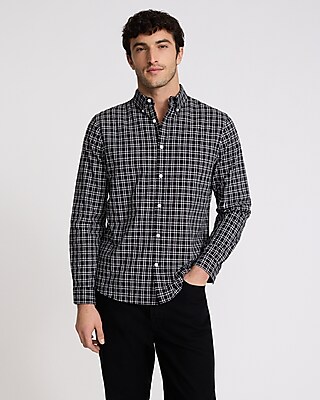Textured Dobby Plaid Cotton-Blend Shirt