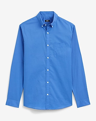 Regular Solid Cotton Long Sleeve Poplin Shirt