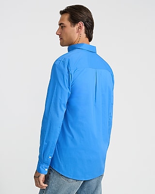 Regular Solid Cotton Long Sleeve Poplin Shirt