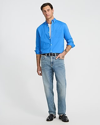 Regular Solid Cotton Long Sleeve Poplin Shirt